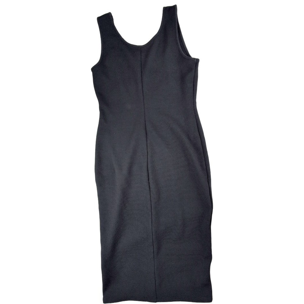 Bongo Black Body Con Midi Dress Size Large Little Black Dress LBD Goth - Picture 2 of 4
